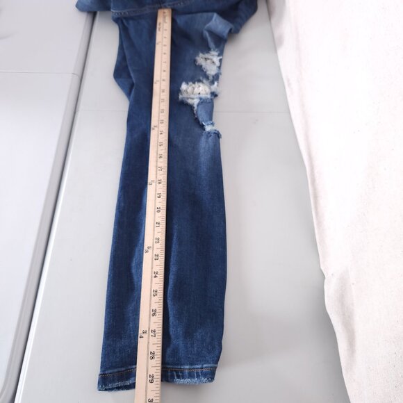 Judy Blue Skinny Jeans 16W Distressed Ripped Lace Patch Stretch Grunge Boho Y2K - Picture 5 of 14